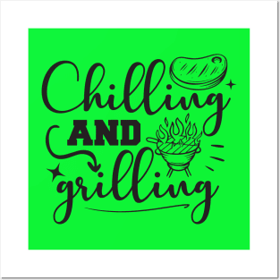 Get Fired Up: Chilling & Grilling BBQ T-shirt Posters and Art